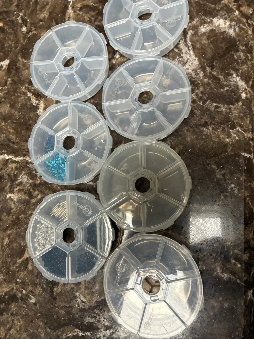 Clear Plastic Bead Storage Wheels - Multiple Compartments & rectangle case